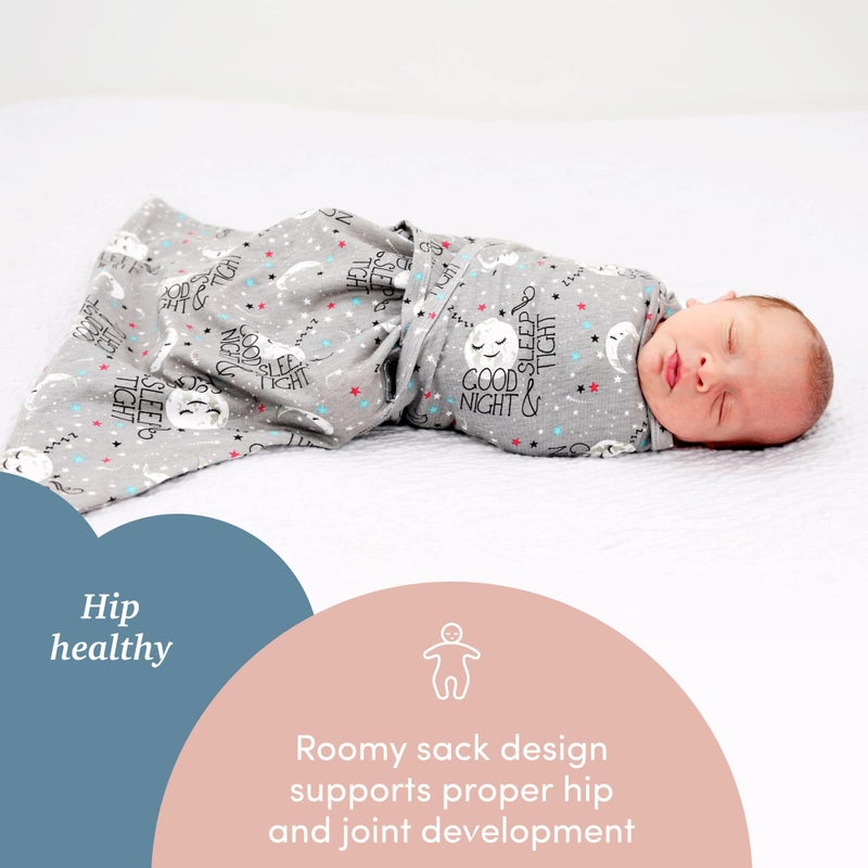 SleepingBaby Zippy Swaddle - Cozy Baby Swaddle Blanket with Convenient Bottom Zipper for Easy Diaper Changes - Goodnight Moon - Medium/Large - Image 4